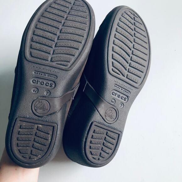 CROCS Neria Pro 2 Slip Resistant Women's 7 Brown Leather Comfort Mule Clog - Picture 6 of 10